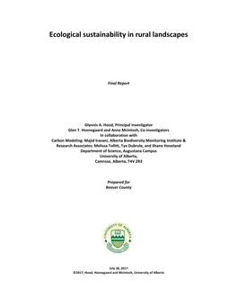 Ecological Sustainability in Rural Landscapes