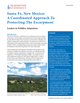 Santa Fe, New Mexico: a Coordinated Approach to Protecting the Escarpment