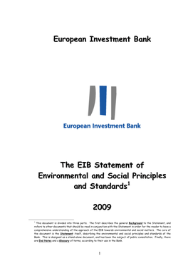 EIB Statement of Environmental and Social Principles and Standards
