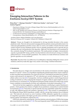 Emerging Interaction Patterns in the Emiliania Huxleyi-Ehv System