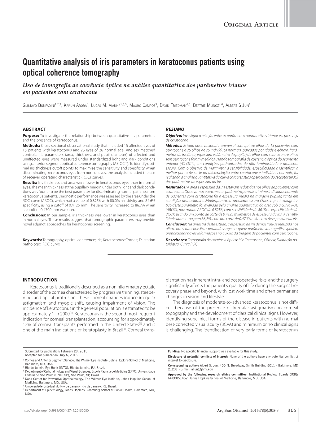 Quantitative Analysis of Iris Parameters in Keratoconus Patients