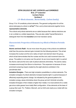 P- Block Elements , Boron Family , Carbon Family)