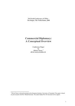 Commercial Diplomacy: a Conceptual Overview