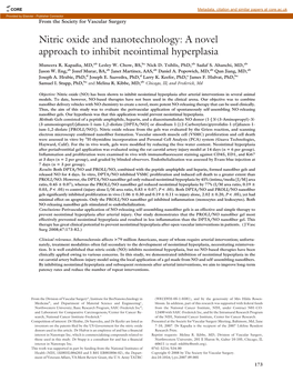 Nitric Oxide and Nanotechnology: a Novel Approach to Inhibit Neointimal Hyperplasia