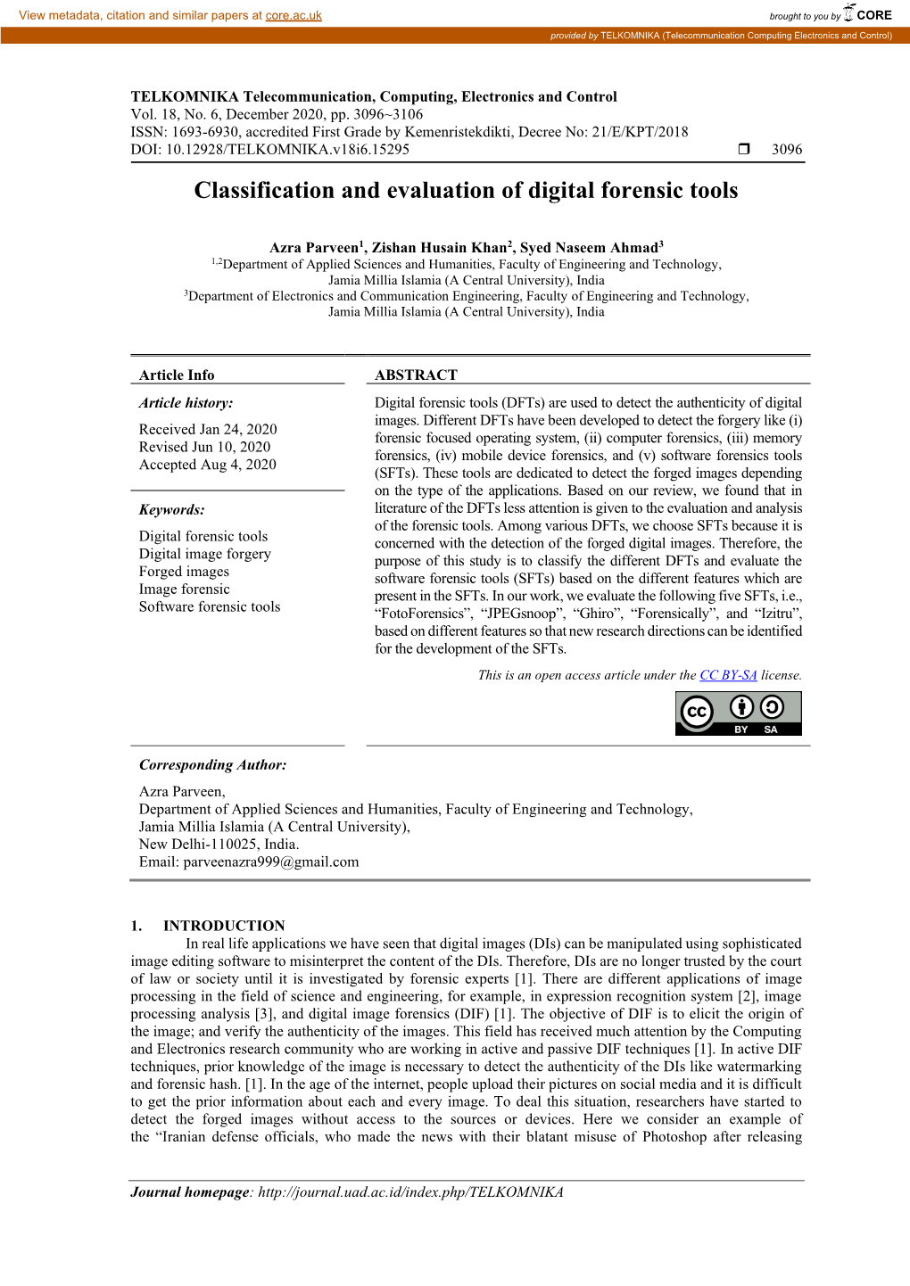 Classification and Evaluation of Digital Forensic Tools