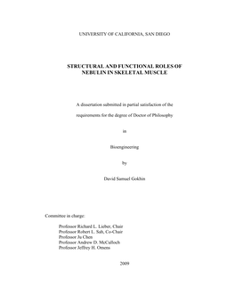 Structural and Functional Roles of Nebulin in Skeletal Muscle