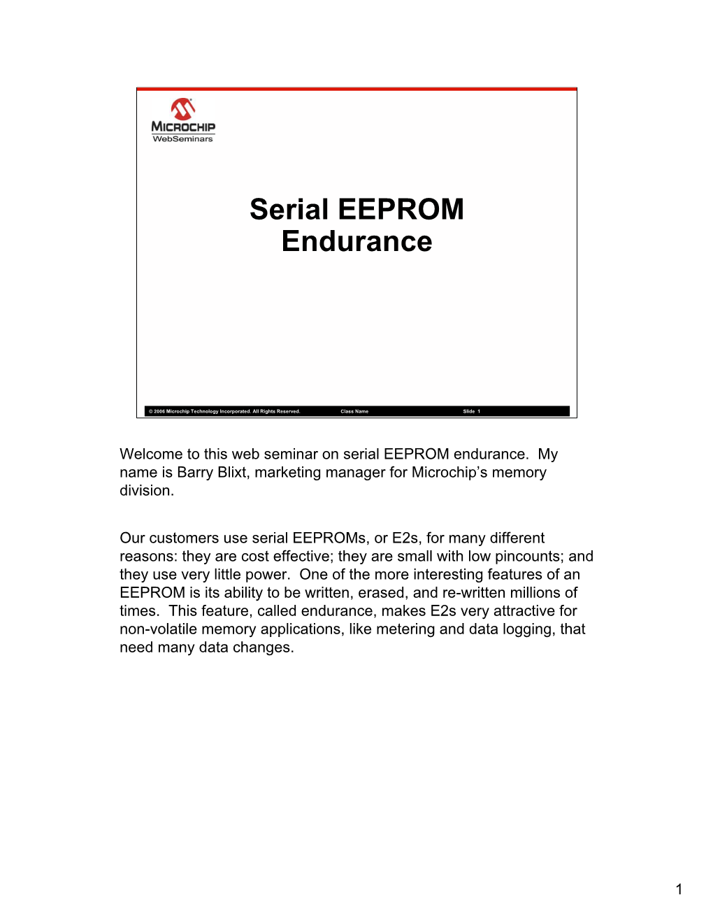 Serial EEPROM Endurance