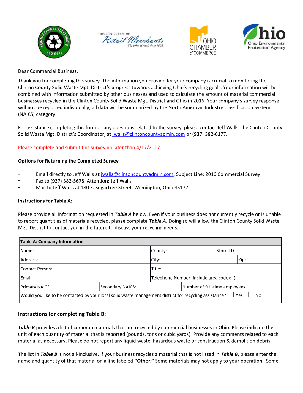 Options for Returning the Completed Survey s1