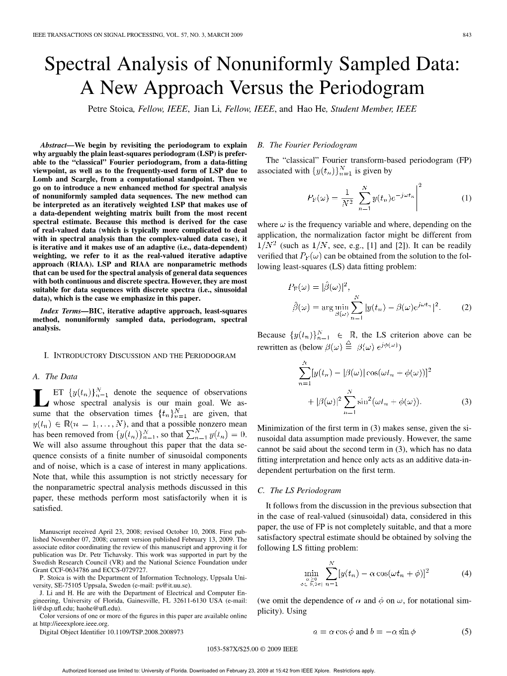 Spectral Analysis of Nonuniformly Sampled Data