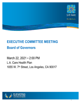 EXECUTIVE COMMITTEE MEETING Board of Governors
