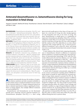 Antenatal Dexamethasone Vs. Betamethasone Dosing for Lung Maturation in Fetal Sheep