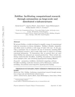 Fabsim: Facilitating Computational Research Through Automation on Large-Scale and Distributed E-Infrastructures