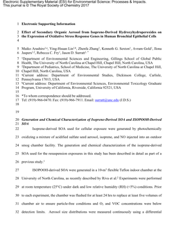 1 Electronic Supporting Information 2 Effect of Secondary Organic