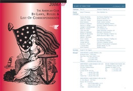2006/07 By-Laws, Rules & List of Correspondents