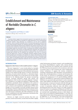 Establishment and Maintenance of Heritable Chromatin in C. Elegans