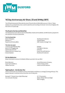 VE Day Anniversary Air Show, 23 and 24 May 2015