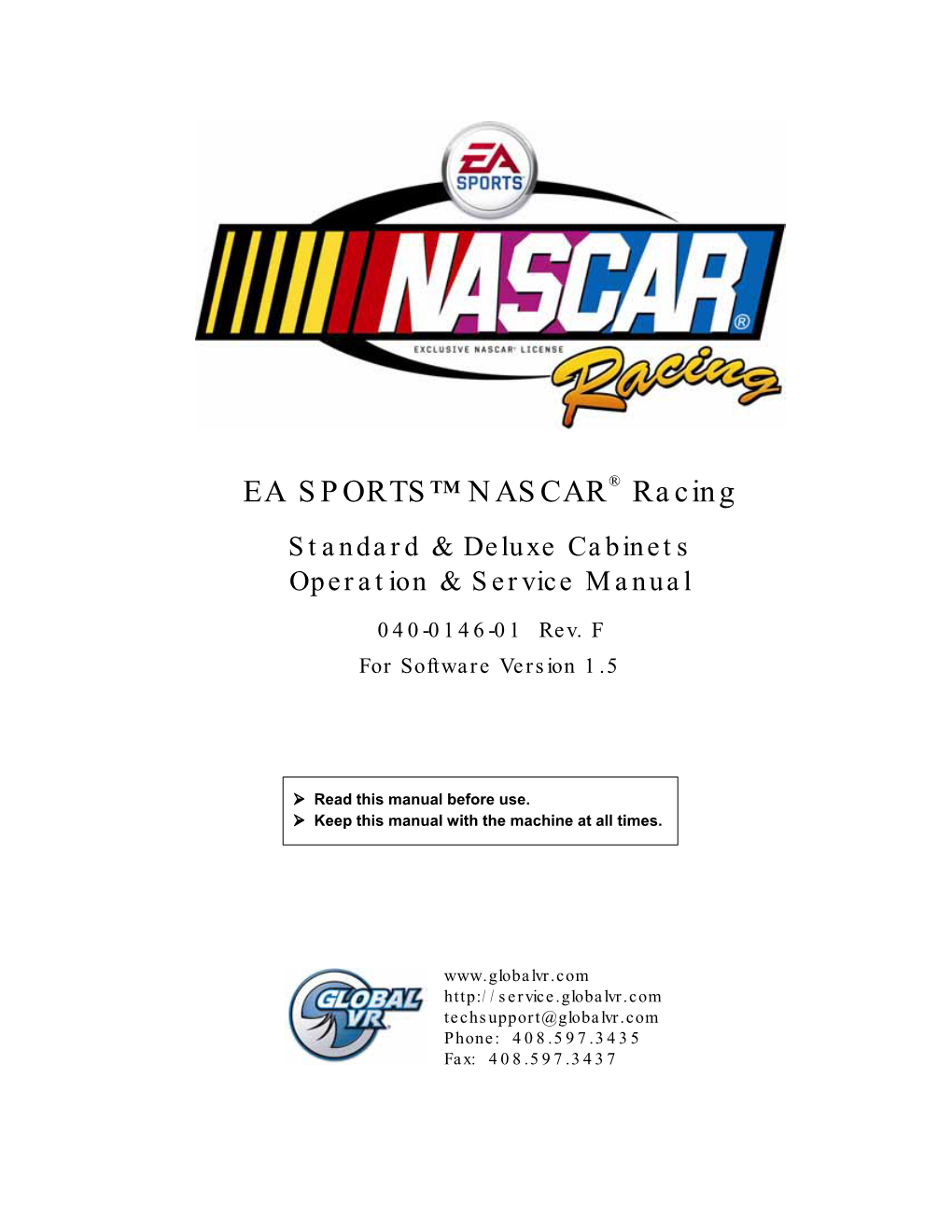 NASCAR Racing Version 1.5 Operation & Service Manual