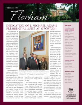 Dedication of J. Michael Adams Presidential Suite At