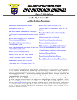 USAF Counterproliferation Center CPC Outreach Journal #850