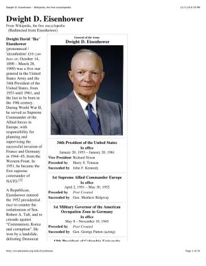 Dwight D. Eisenhower - Wikipedia, the Free Encyclopedia 12/3/10 6:19 PM Dwight D
