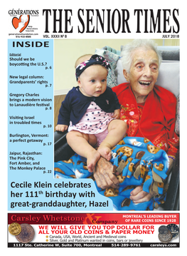Cecile Klein Celebrates Her 111Th Birthday with Great-Granddaughter, Hazel
