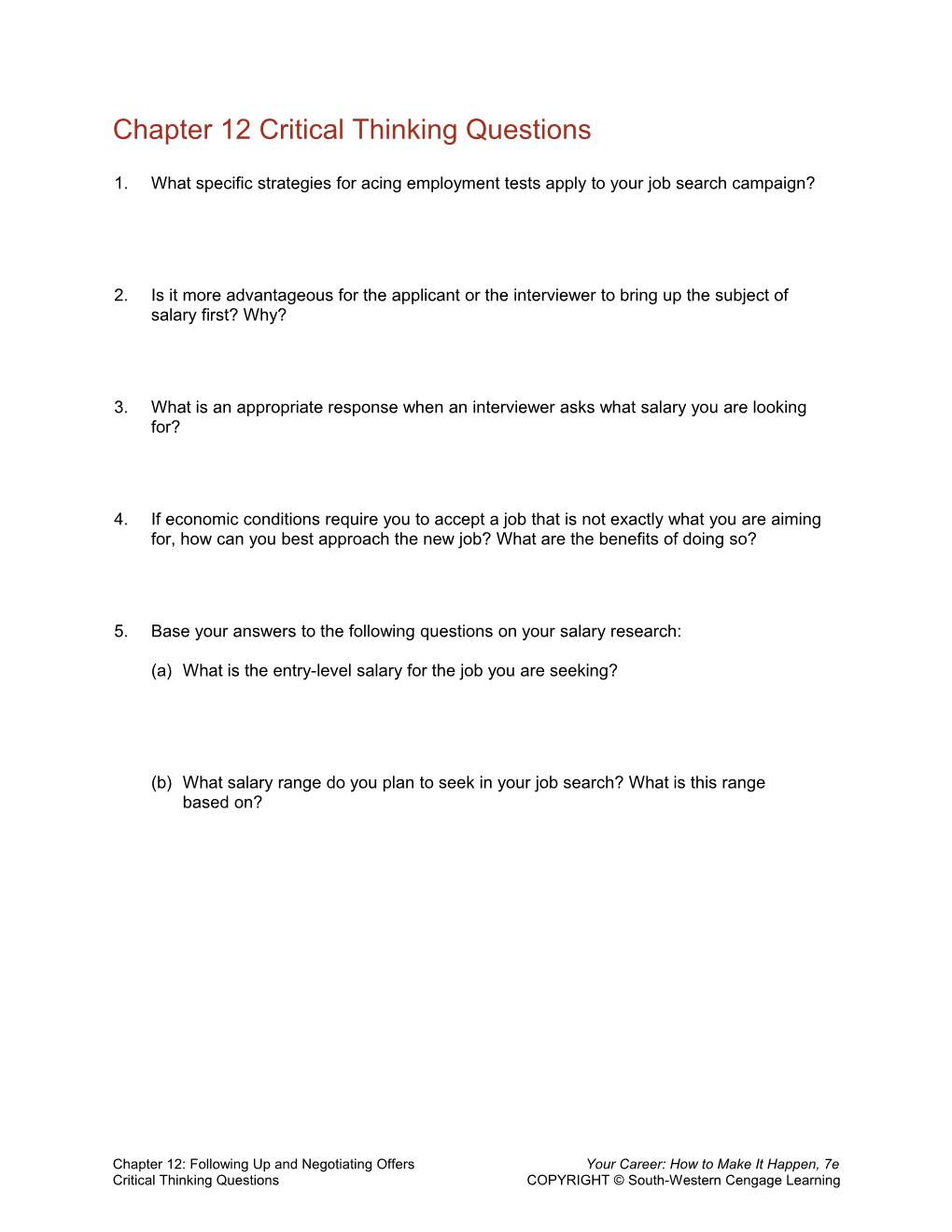 Chapter 12 Critical Thinking Questions