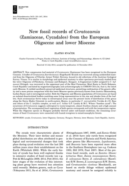 Zamiaceae, Cycadales) from the European Oligocene and Lower Miocene