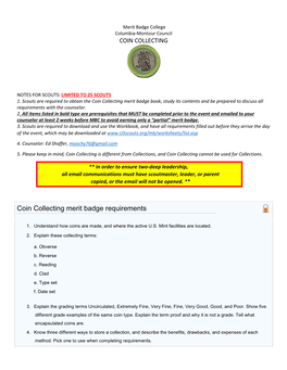 Coin Collecting Merit Badge Requirements