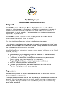 West Bletchley Council Engagement and Communication Strategy Background