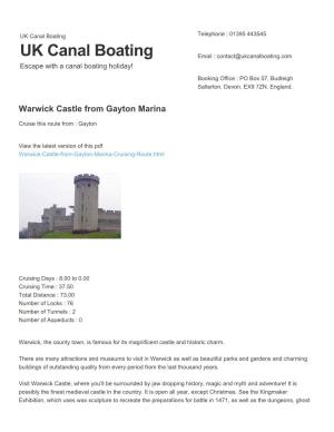 Warwick Castle from Gayton Marina | UK Canal Boating