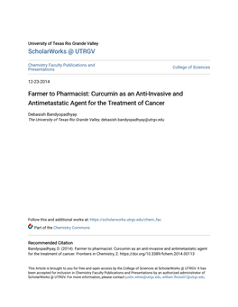 Curcumin As an Anti-Invasive and Antimetastatic Agent for the Treatment of Cancer