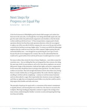 Next Steps for Progress on Equal Pay by Jocelyn Frye April 12, 2016