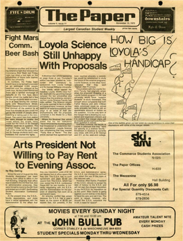 AT the JOHN BULL PUB CASH PRIZES -CORNE~ STANLEY & De MAISONNEUVE 844-8355 STUDENT SPECIALS MONDAY THRU WEDNESDAY 2 the Paper, November• 13, 1972