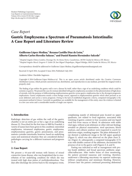 Gastric Emphysema a Spectrum of Pneumatosis Intestinalis: a Case Report and Literature Review