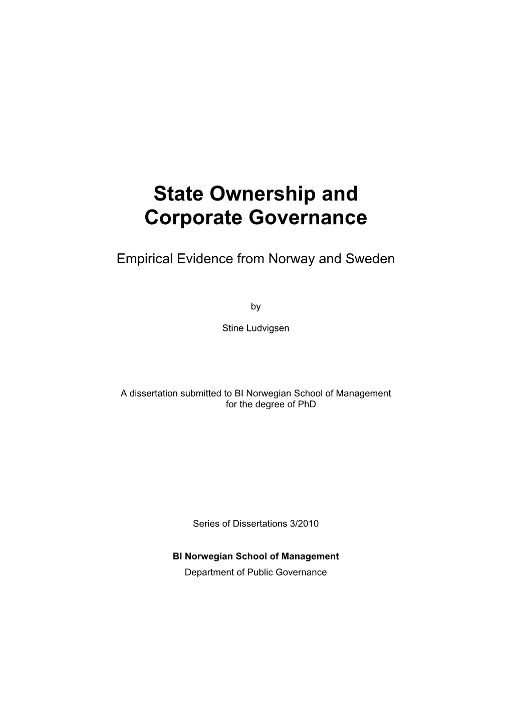 State Ownership and Corporate Governance