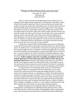 “THERE IS NO OTHER GOD and SAVIOR” December 31St, 2017 Christmas 1B Isaiah 45:20-25