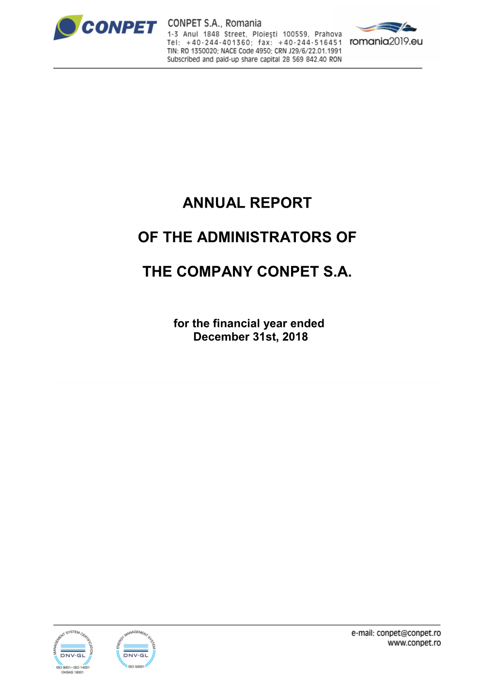 Annual Report of the Administrators 2018