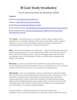 IB Case Study Vocabulary a Local Economy Driven by Blockchain (2020) Websites