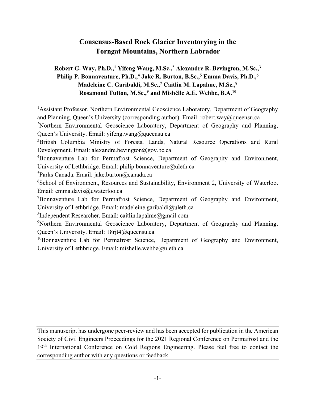 Consensus-Based Rock Glacier Inventorying in the Torngat Mountains, Northern Labrador