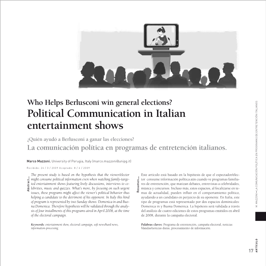 Political Communication in Italian Entertainment Shows