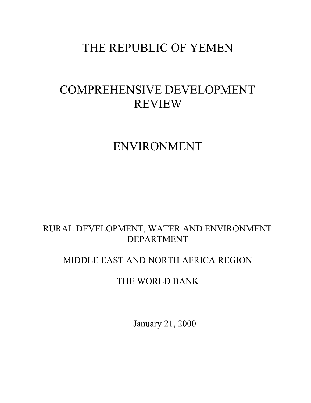 The Republic of Yemen Comprehensive