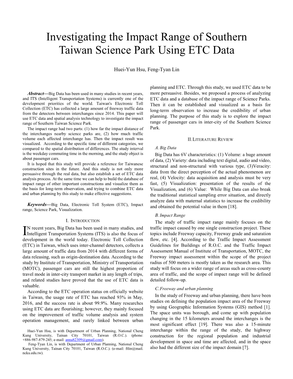 Investigating the Impact Range of Southern Taiwan Science Park Using ETC Data
