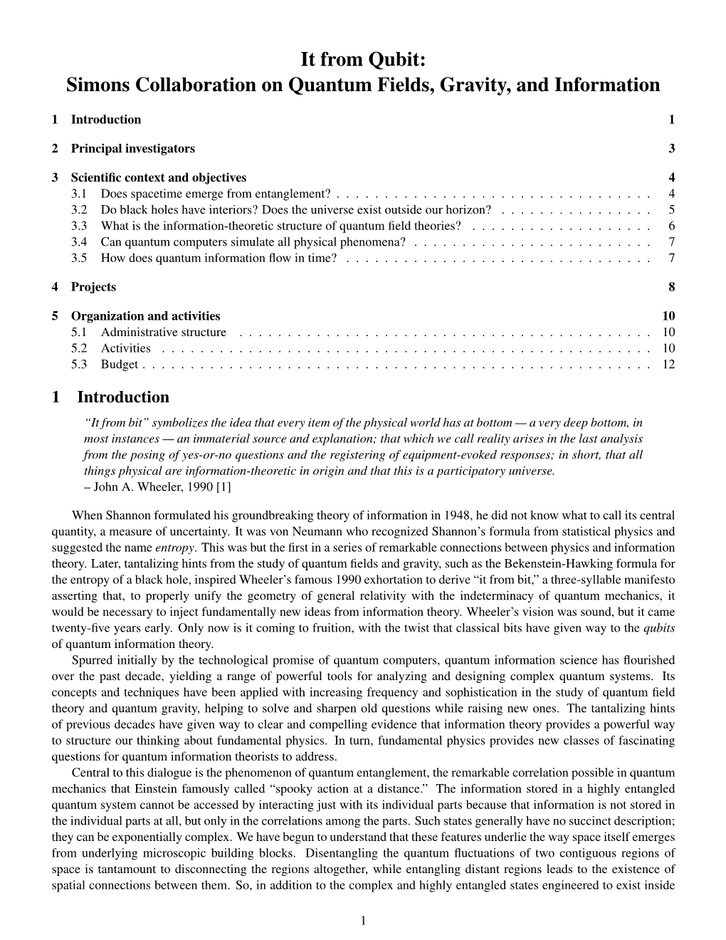 It from Qubit: Simons Collaboration on Quantum Fields, Gravity, and Information