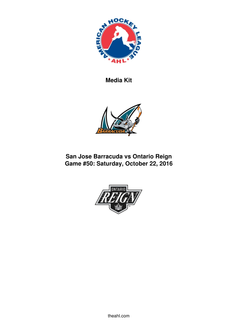 Media Kit San Jose Barracuda Vs Ontario Reign Game #50