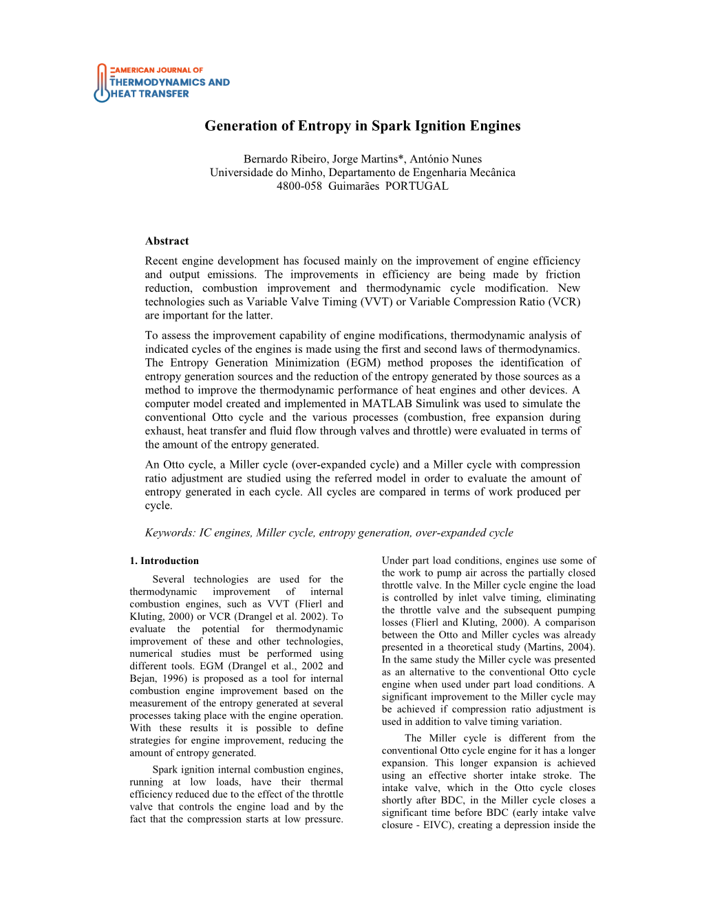 Generation of Entropy in Spark Ignition Engines