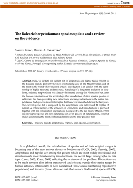 The Balearic Herpetofauna: a Species Update and a Review on the Evidence