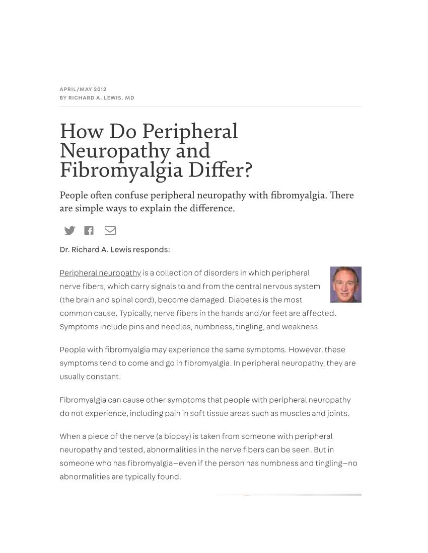 How Do Peripheral Neuropathy and Fibromyalgia Di�Er?