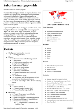 Subprime Mortgage Crisis - Wikipedia, the Free Encyclopedia Page 1 of 26 Subprime Mortgage Crisis