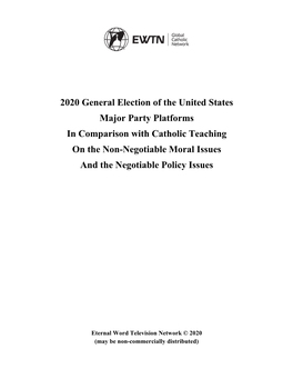 2020 General Election of the United States Major Party Platforms In