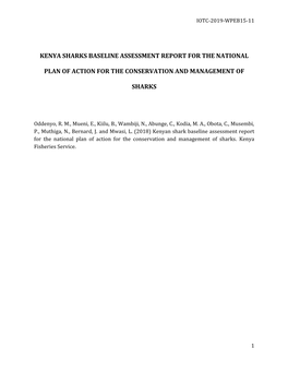Kenya Sharks Baseline Assessment Report for the National